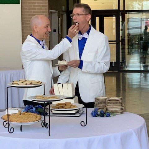 Kyle getting a piece of cake