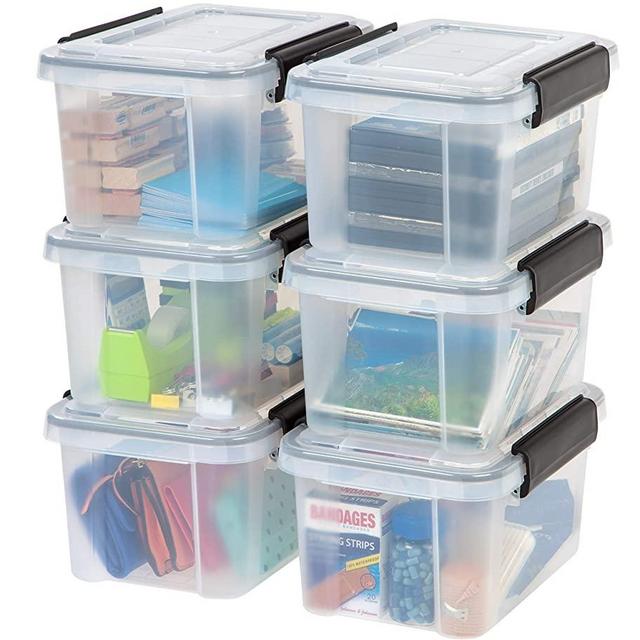IRIS USA UCB-XS WEATHERTIGHT Storage Box, 7 Qt, Clear, 6 Pack