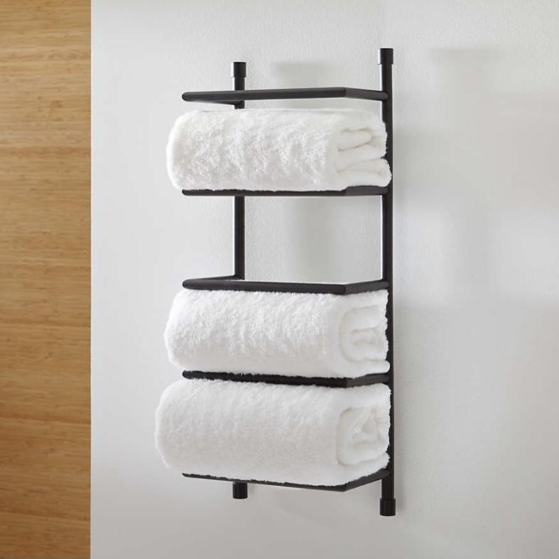 Black Wall-Mount Towel Rack