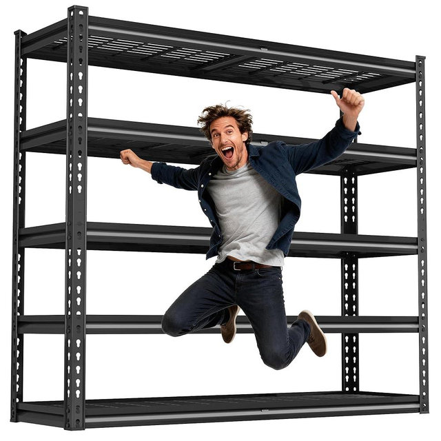 VDEVY 48" W Garage Shelves, 5-Tier Heavy Duty Garage Shelving Load 3030LBS, Adjustable Metal Storage Shelves, Wire Shelving for Warehouse,Industrial,Workshop,Basement, 48" W x 24" D x 72" H