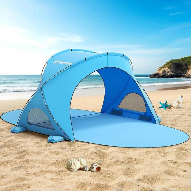 Raynesys Beach Tent Sun Shelter, Beach Shade Tent with UPF50+ UV Protection, Beach Sun Shelter, Beach Shade with 2 Zippered Doors, Portable Beach Tent for Beach Camping Fishing