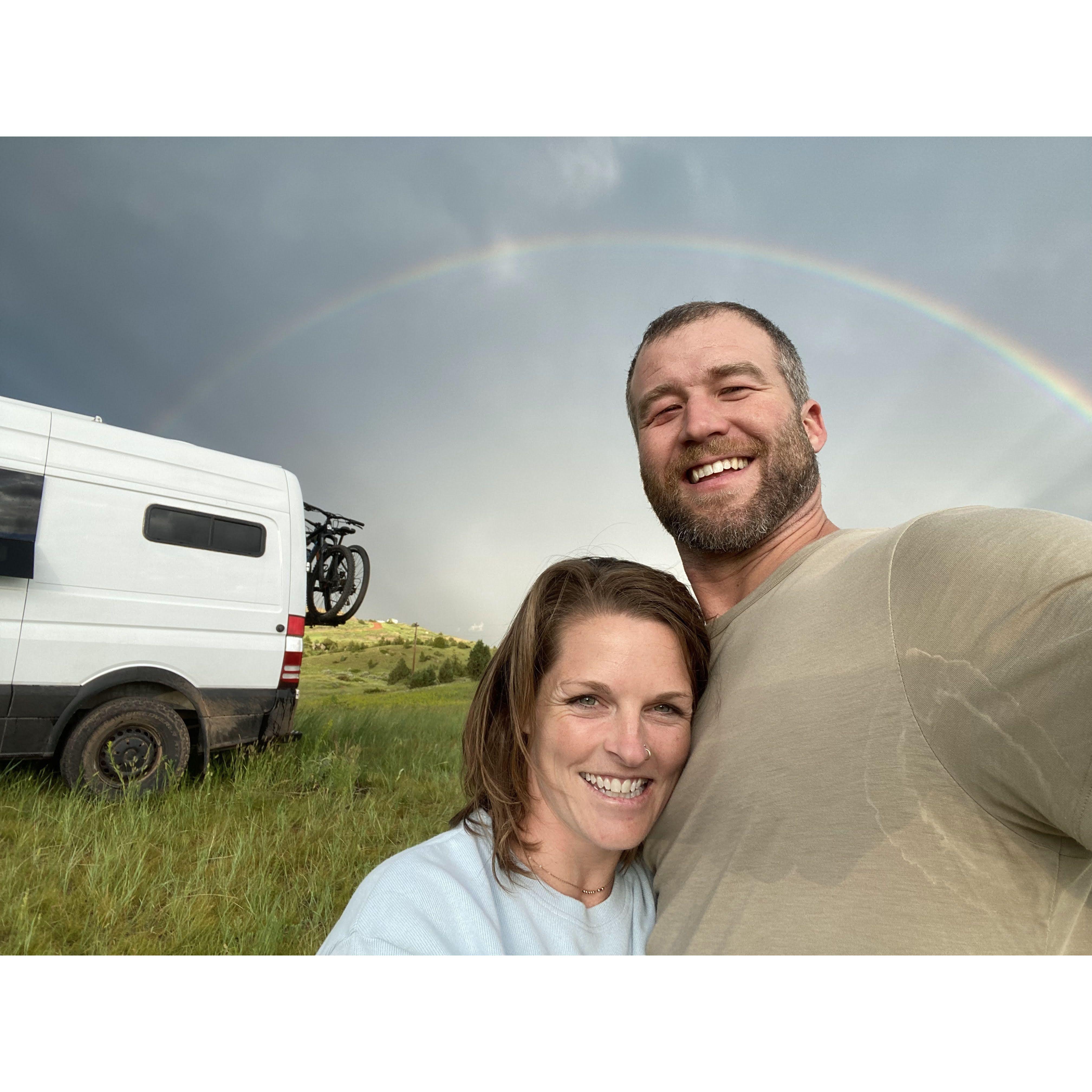 double rainbow after a downpour, near theodore roosevelt national park, summer 2022