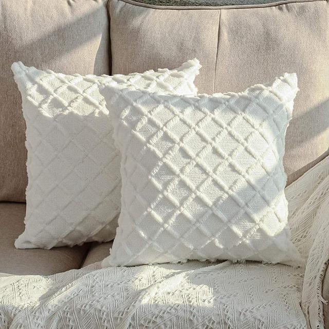 DEELAND Pack of 2 Decorative Throw Pillow Covers Textured Knitted Short Wool Velvet Plush Pillowcase Cushion Covers for Sofa Couch Bedroom