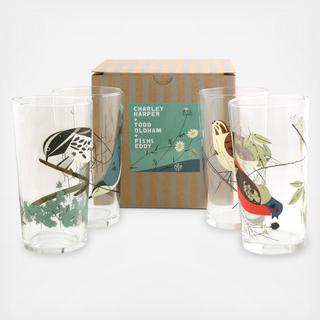 Oldham & Harper Birds Glass, Set of 4