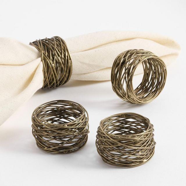 Bird Nest Napkin Rings, Set of 4 - Gold