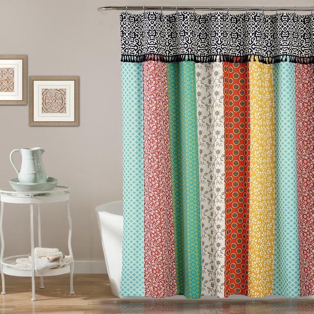 Geometric Boho Patch Shower Curtain - Lush Décor
