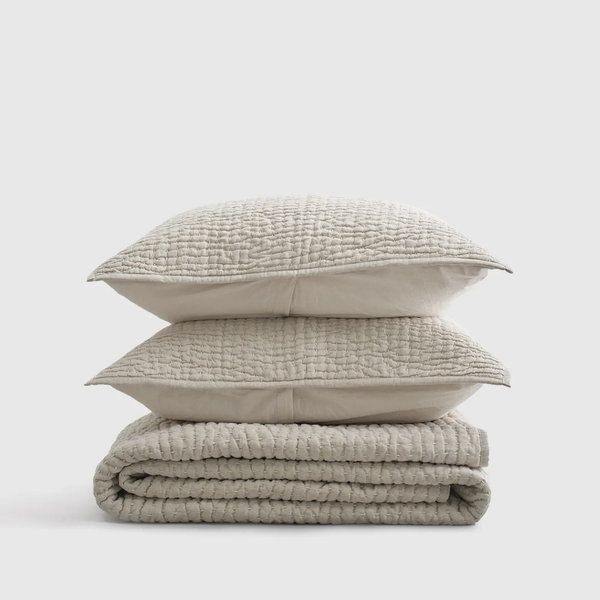 European Linen Cotton Stitch Quilt Set - King/Cal King