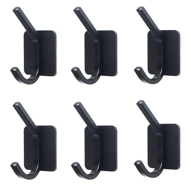 VAEHOLD Adhesive Hooks, Heavy Duty Wall Hooks Waterproof Aluminum Hooks for Hanging Coat, Hat, Towel, Robe, Key, Clothes, Closet Hook Wall Mount for Home, Kitchen, Bathroom，Office (6, Black)