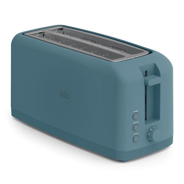 bella 4 Slice Slim Toaster, Fits-anywhere™ Kitchenware, 6 Setting Shade Control with Reheat & Cancel Buttons, Removable Crumb Tray, 10” Long Slot, Anti Jam & Auto Shutoff, 1400 Watt, Surf