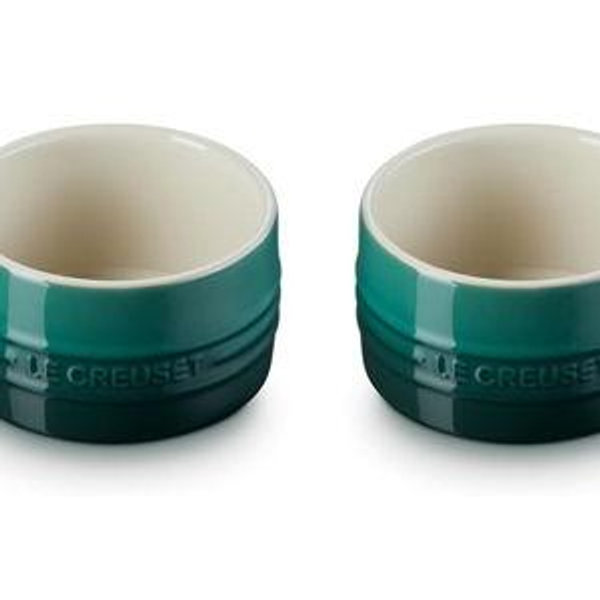Le Creuset Stoneware Round Ramekin Straight Wall Set of 2, 7 oz. Each, Artichaut