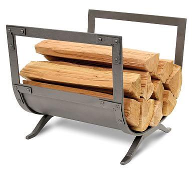 Pottery Barn Old World Log Holder, 19 x 17 x 19 - Iron