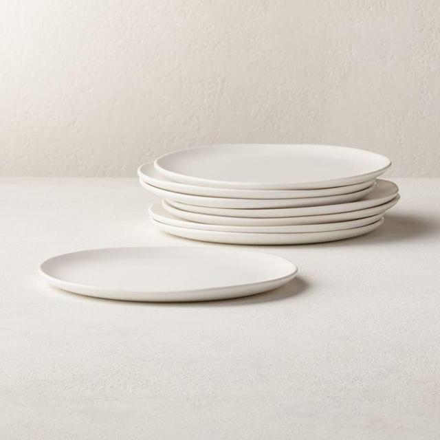 Crisp Matte White Salad Plates Set of 8