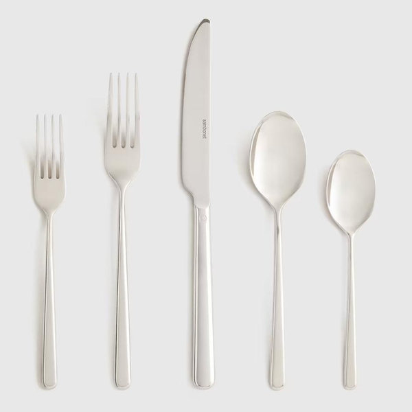Gia Minimalist 20 Piece Flatware Set - Polished Stainless Steel