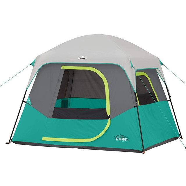 CORE 4 Person & 6 Person Camp Tents | Portable Cabin Tent with Carry Bag for Outdoor Car Camping | Included Tent Gear Loft Organizer for Camping Accessories