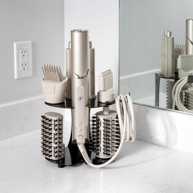Truvalent Blow Dryer Accessory Holder | Compatible with Dyson Air Wrap & Shark FlexStyle | Space-Saving Bathroom Organizer for Hair Dryer Attachments
