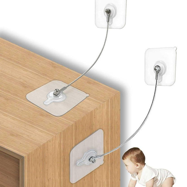 10 Pack, 8 inches Furniture Anchors Kit for Baby Proofing, Adhesive TV Safety Straps Use to Prevent Falling and Anti Tip, No Drill Dresser Or Cabinet to Wall Anchors (xicveiuz)