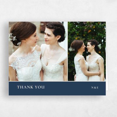 Navy, Blue Wedding Thank You - Woodland Portrait