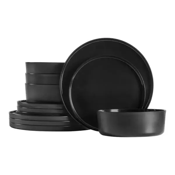 Dinnerware Set in Charcoal Black (Service For 4)