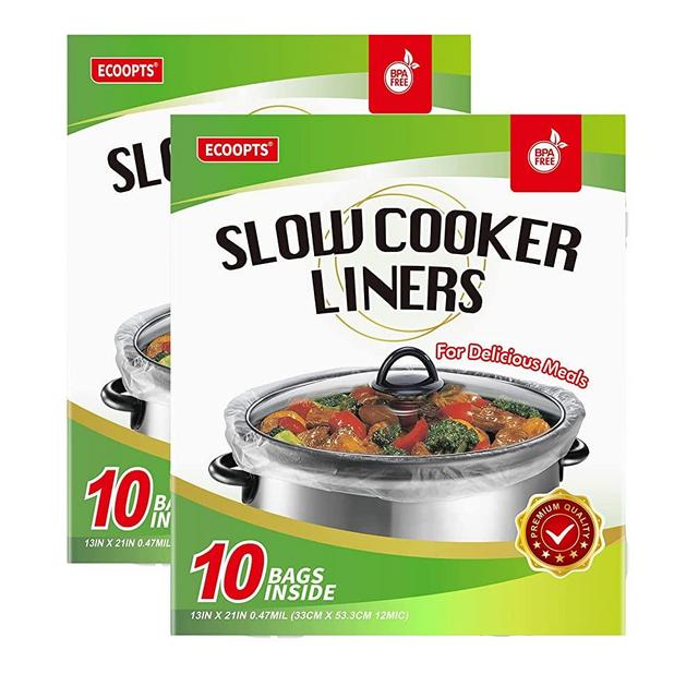 ECOOPTS Slow Cooker Liners Disposable Cooking Bags Large Size Pot Liners Fit 4QT to 8.5QT Suitable for Oval & Round Pot (20 BAGS)