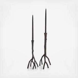 Enchanted Forest Oxidized Candleholder, Set of 2