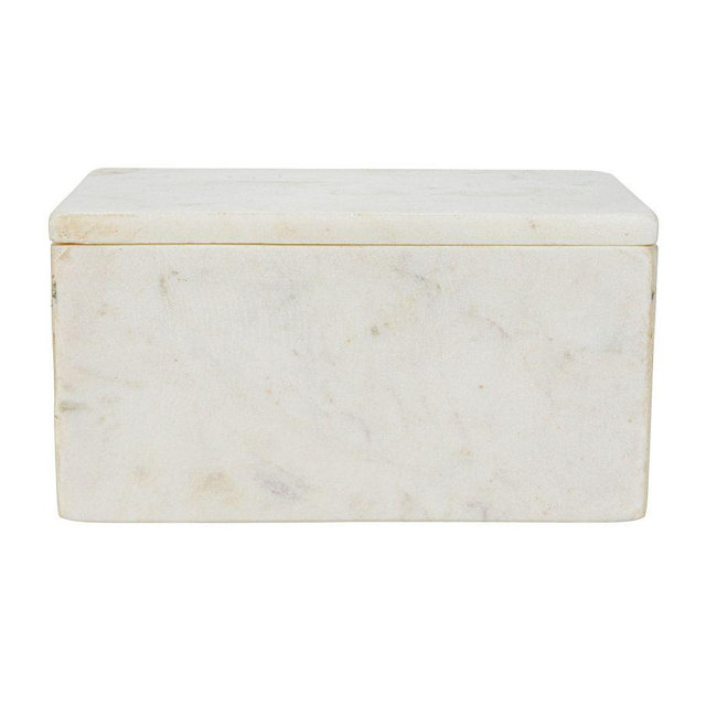 Marble Box Storage Container with Lid, White