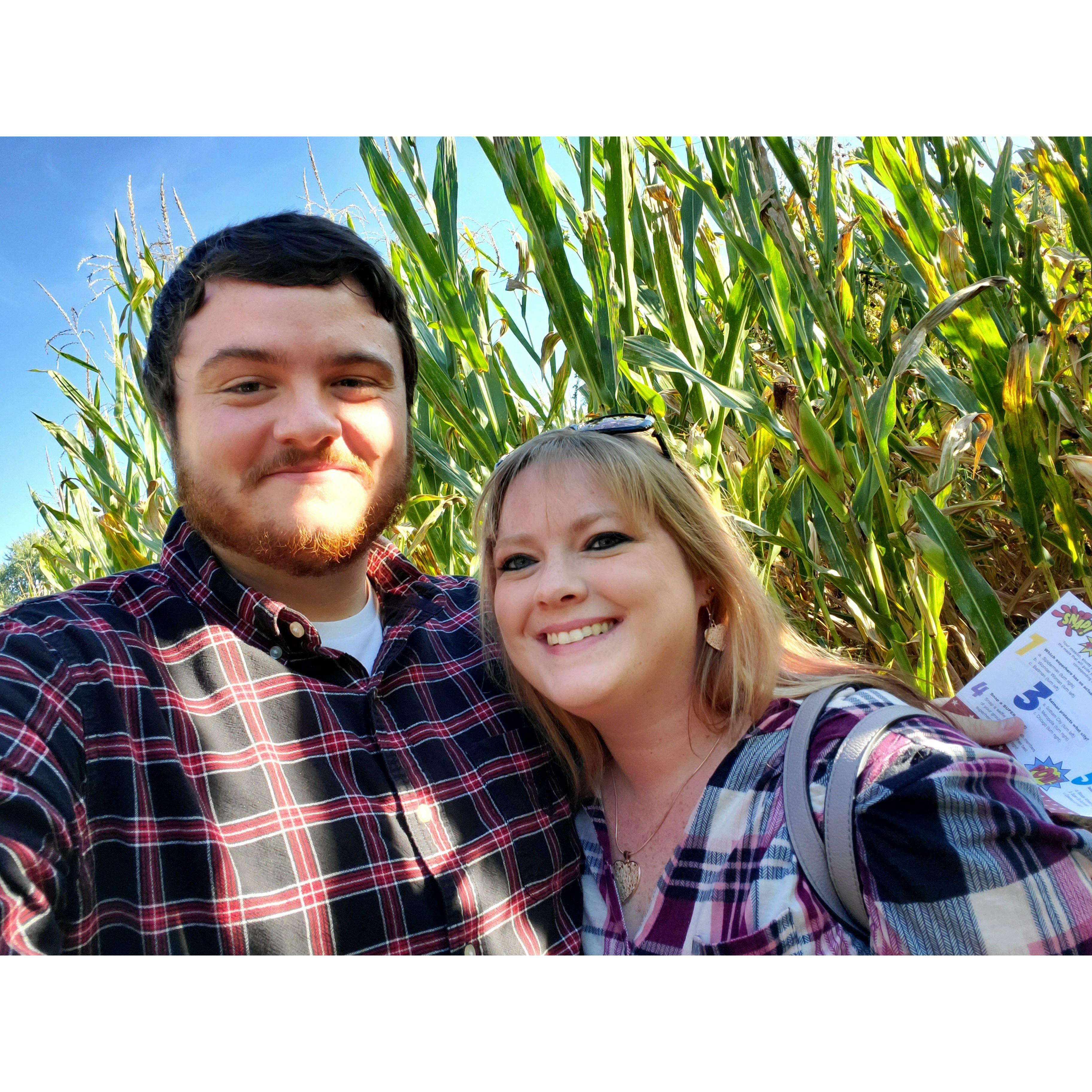 One of our first dates at the corn maze in Milton.