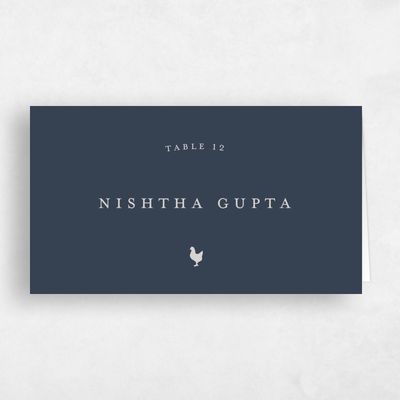Grayed Navy, Blue Wedding Place Card - Marvis Chicken
