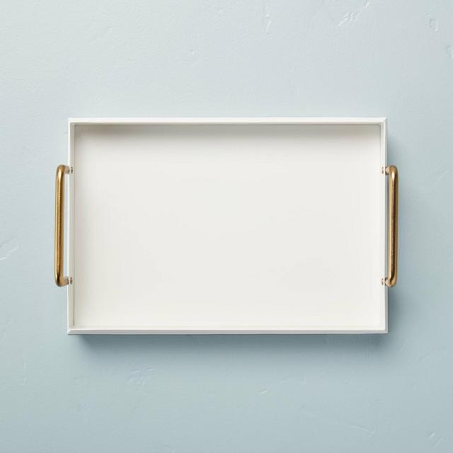 Rectangular 8"x12" Metal Decor Tray Cream/Brass - Hearth & Hand™ with Magnolia