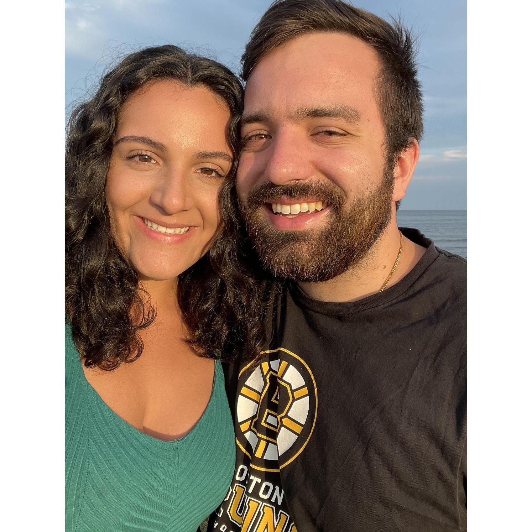 Enjoying a summer sunset in Narragansett, RI.