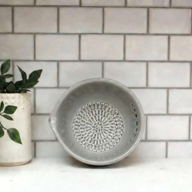 Handmade Ceramic 3-in-1 Grater Bowl | Herb Stripper, Dipping Dish