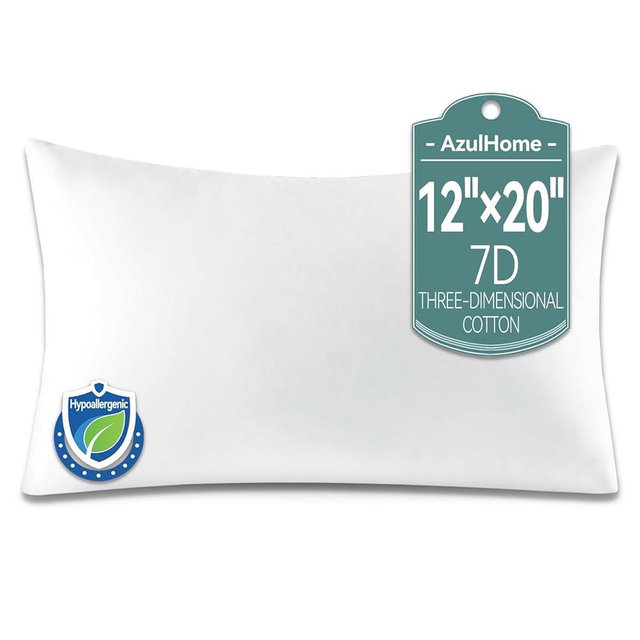 AzulHome Throw Pillow Insert Premium Throw Pillows, Down Alternative Pillow, Ultra Soft, Hypoallergenic, Virgin Microfiber Stuffer Rectangle Pillow for Sofa Bed Couch (1, 12x20 Inches)