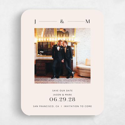 Beige Rounded Wedding Save the Date - Corinth Photo