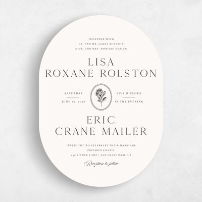 Dark Charcoal, Beige Wedding Invitation - Grandiflora Portrait