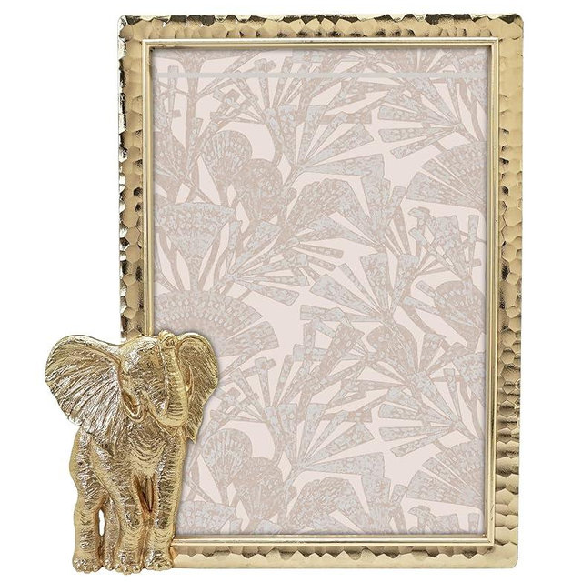 GIFTY GIFTY Modern Elephant Gold Picture Frame 4x6 inch for Tabletop Display Perfect for Home Decor Wedding Vacation Graduation Milestone Photo