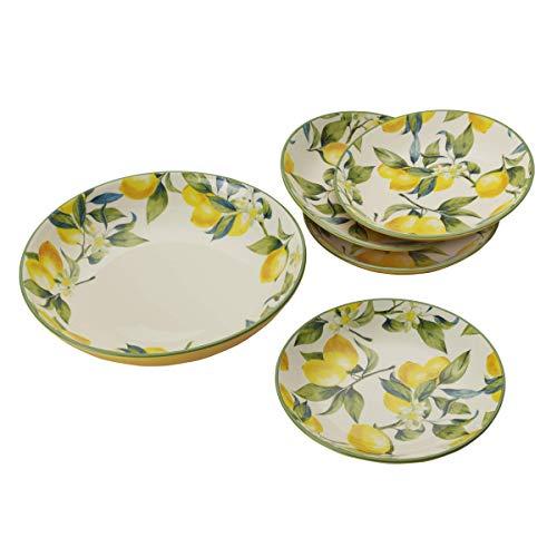 Mikasa 5225077 Classico 5-Piece Pasta Serving Individual Bowl Set, Lemon Yellow