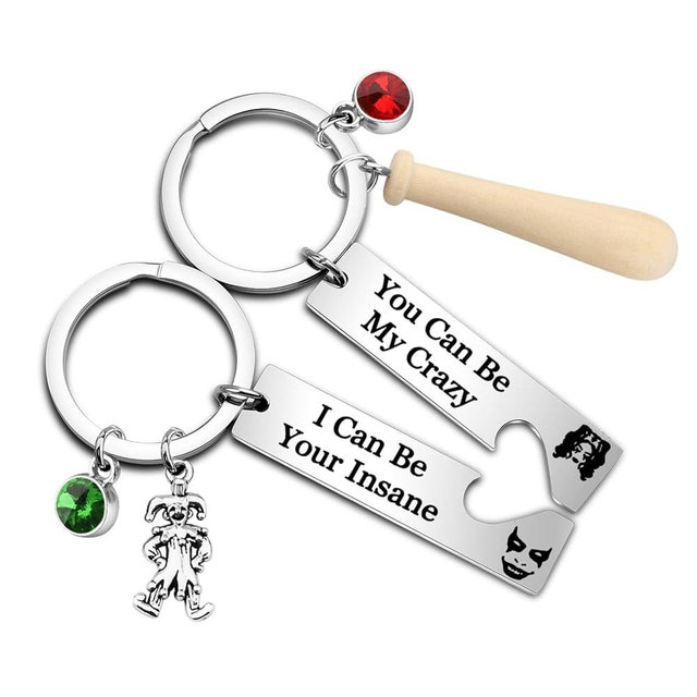 HOLLP Joker Fan Jewelry Be My Crazy/Insane Joker Movie Inspire Keychain Comics Fan Gift