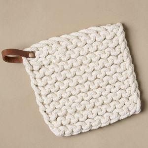 Hand Crocheted Cotton Pot Holder - Cream