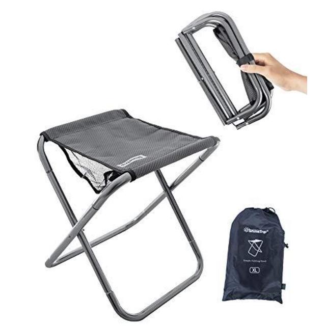 Camping Stool, 16in Tall Large Size Folding Stool with Carry Bag ,Aluminum Alloy Bracket，1.5lbs Lightweight , Load Capacity to 300lbs, for Outdoor, Travel, Hiking, BBQ, Fishing, Beach(Grey)