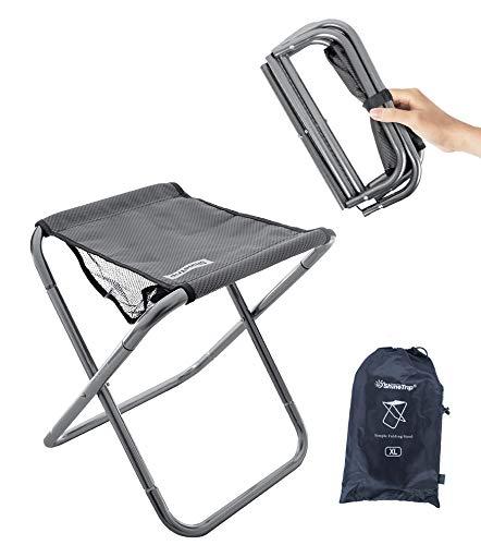 Camping Stool, 16in Tall Large Size Folding Stool with Carry Bag ,Aluminum Alloy Bracket，1.5lbs Lightweight , Load Capacity to 300lbs, for Outdoor, Travel, Hiking, BBQ, Fishing, Beach(Grey)