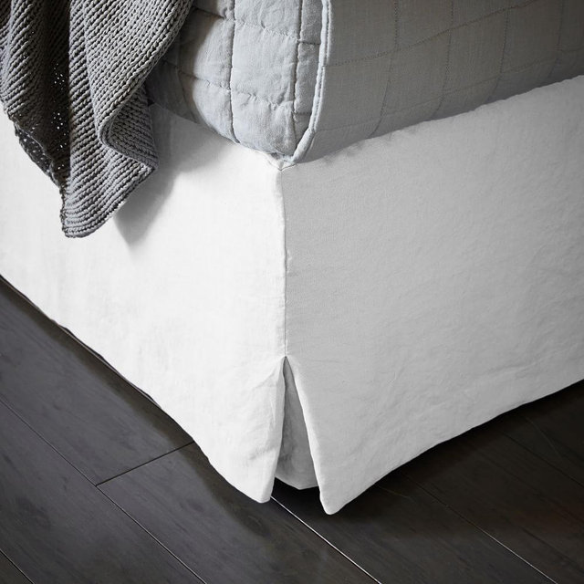 Belgian Linen Bedskirt, King, White