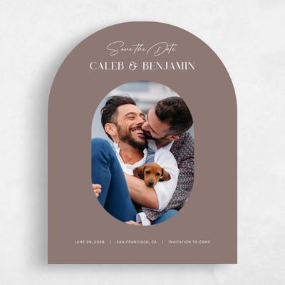 Brown Arch Wedding Save the Date - Latona Photo