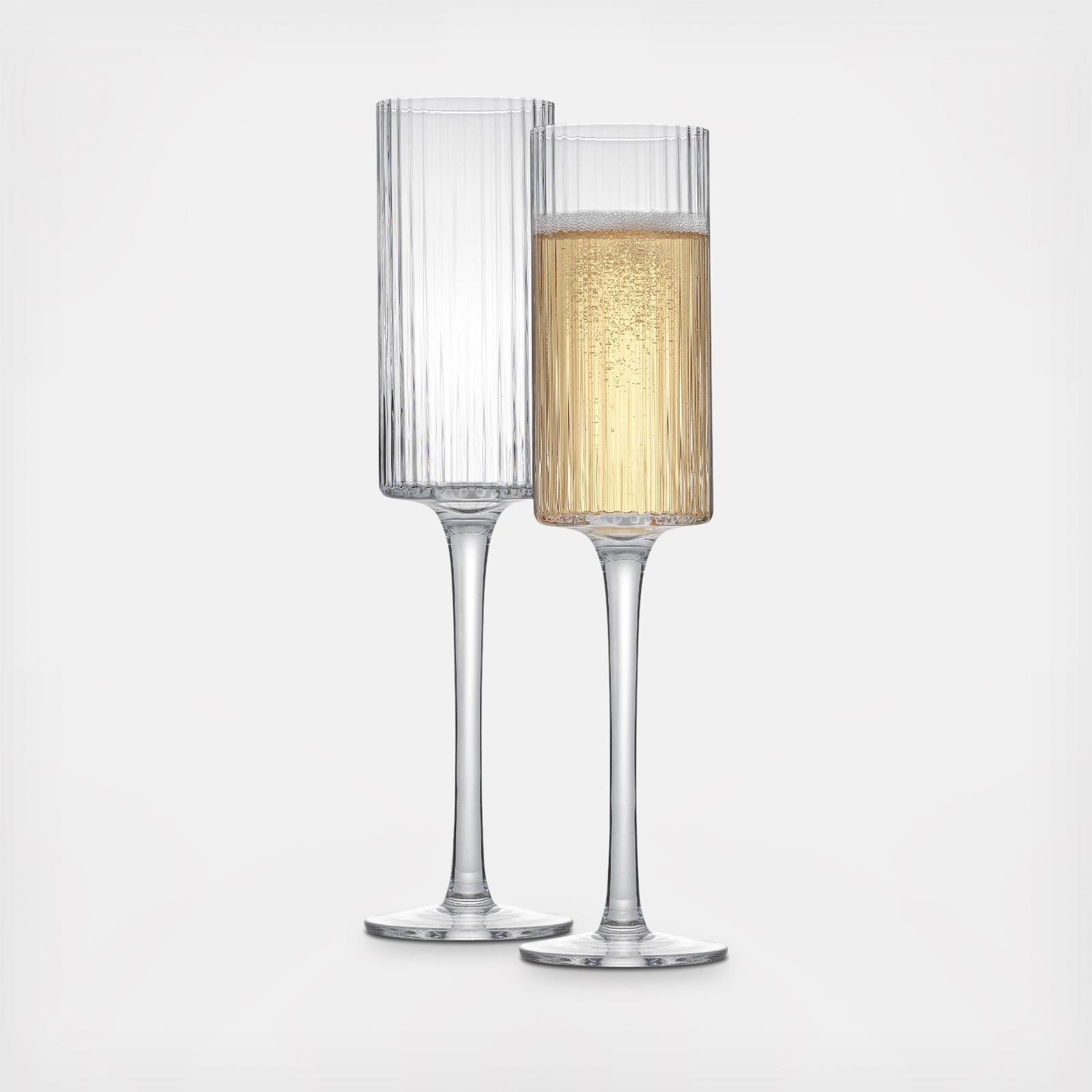 JoyJolt, Elle Fluted Cylinder Champagne Glass, Set of 2 - Zola