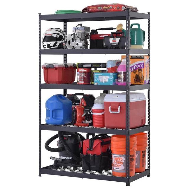 5-Tier Heavy Duty Boltless Steel Garage Storage Shelving Unit in Black (48 in. W x 78 in. H x 24 in. D)