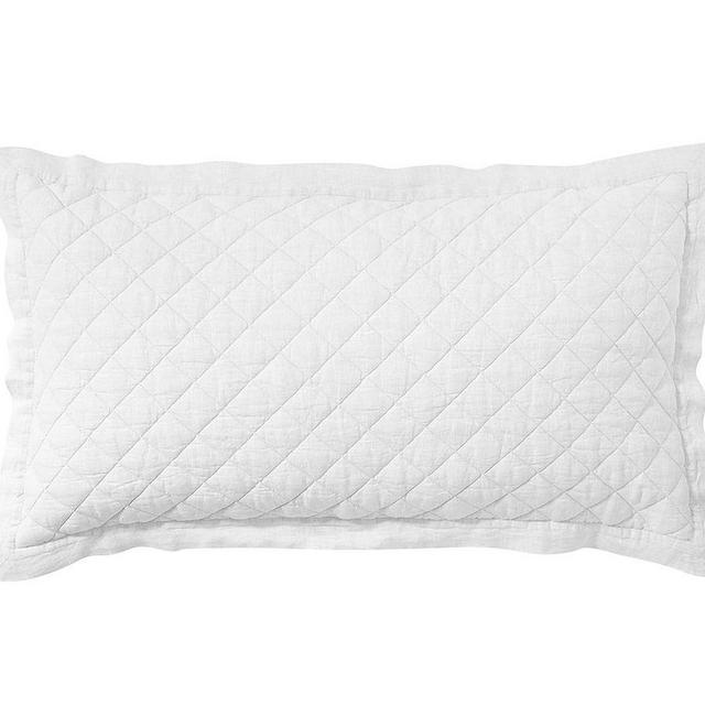 Belgian Flax Linen Diamond King Shams, Set of 2 White