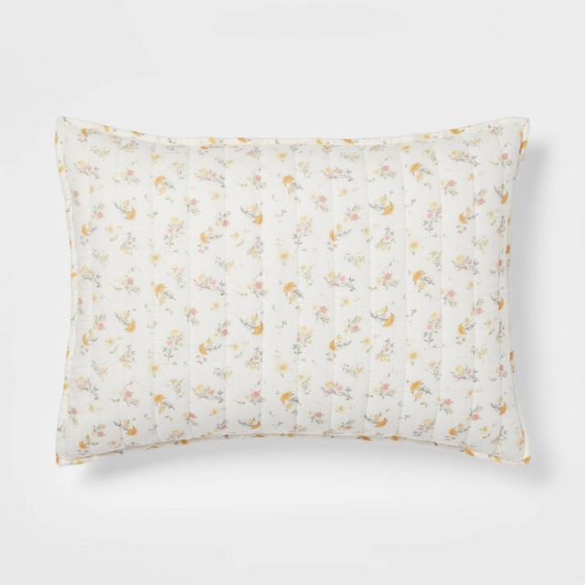 Standard Reversible Printed Voile Ditsy Floral Quilt Sham Off-White - Threshold™