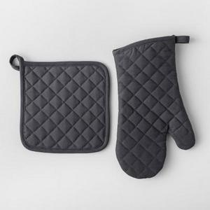 Solid Pot Holder & Oven Mitt Set Dark Gray - Made By Design™