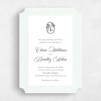 White Ticket Wedding Invitation - Seychelles Portrait