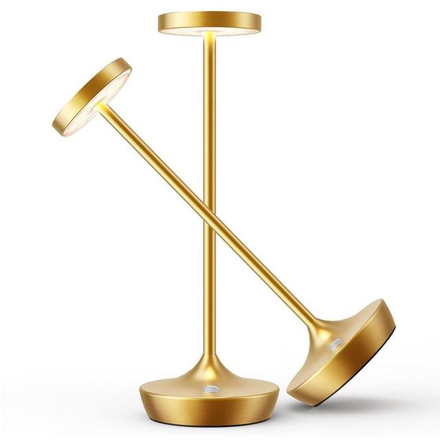 Willdoak Rechargeable Table Lamp Cordless - 6000mAh Battery Operated LED Table Light - Portable Touch Dimmable Outdoor Waterproof Table Lamps for Patio Restaurant Dining (2 Gold)