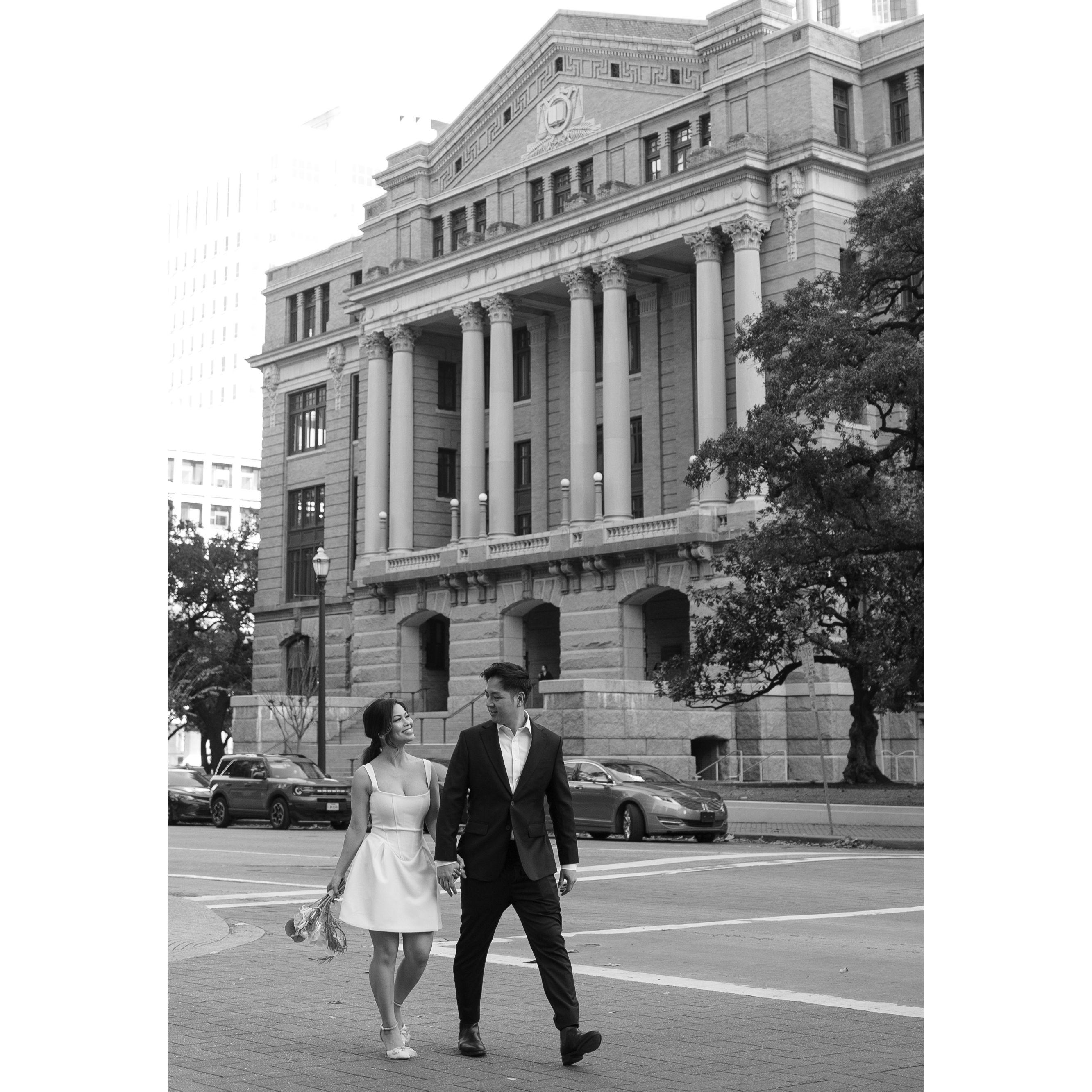 We got civilly married at the 1910 Courthouse in Houston, TX