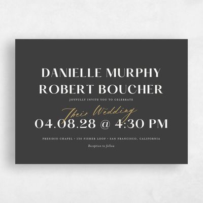 Dark Charcoal, Grey Wedding Invitation - Finneas Landscape